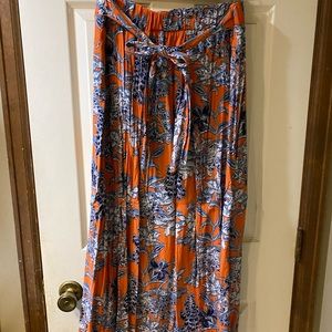 Orange and blue patterned skirt from Cabi.